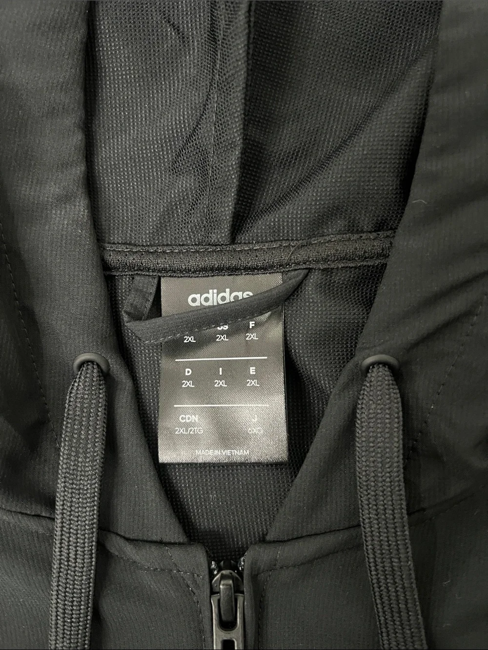 adidas Black Hooded Windbreaker with White Three-Stripes